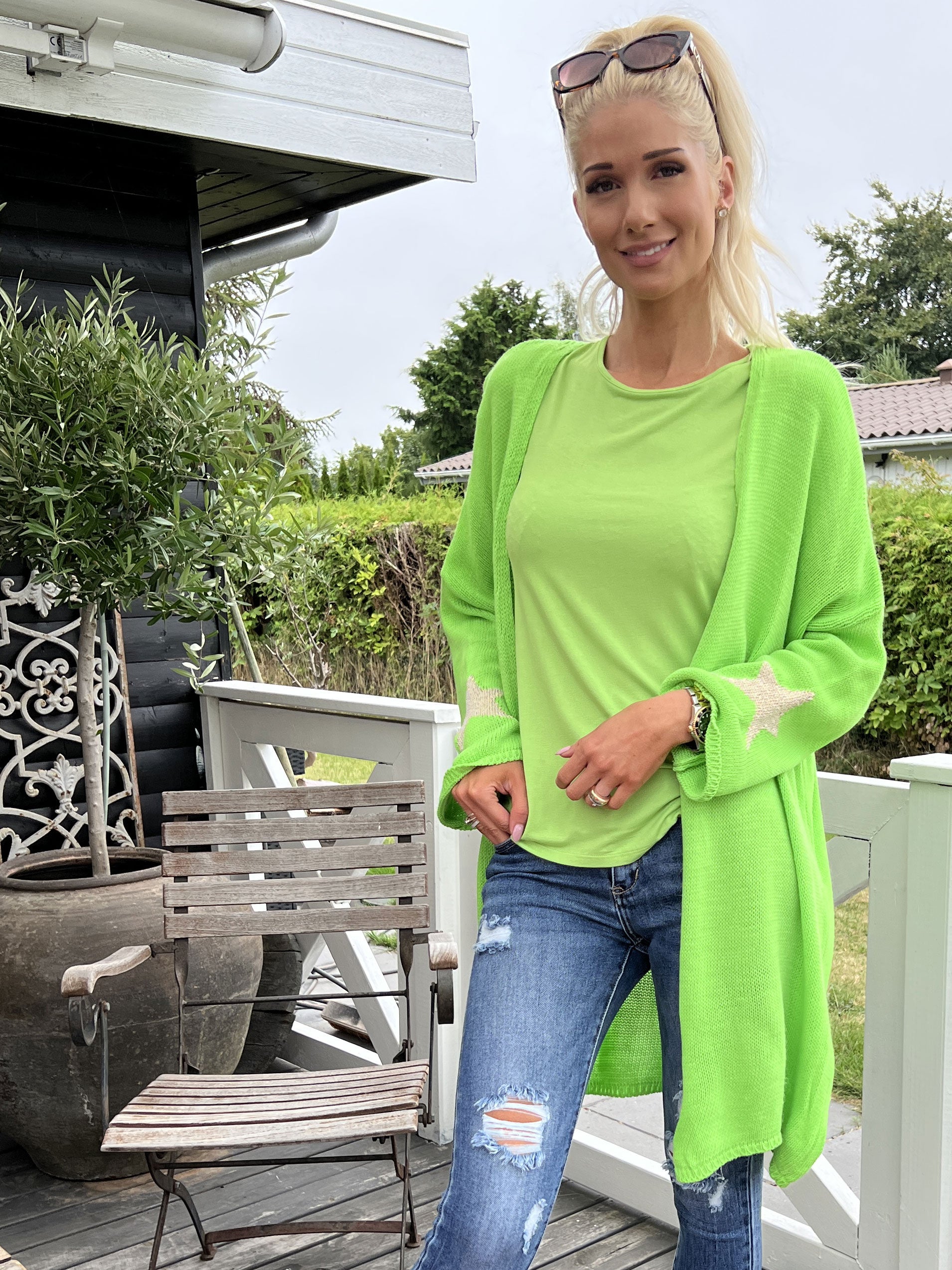 Lowa - Strik cardigan med stjerne på ærmet